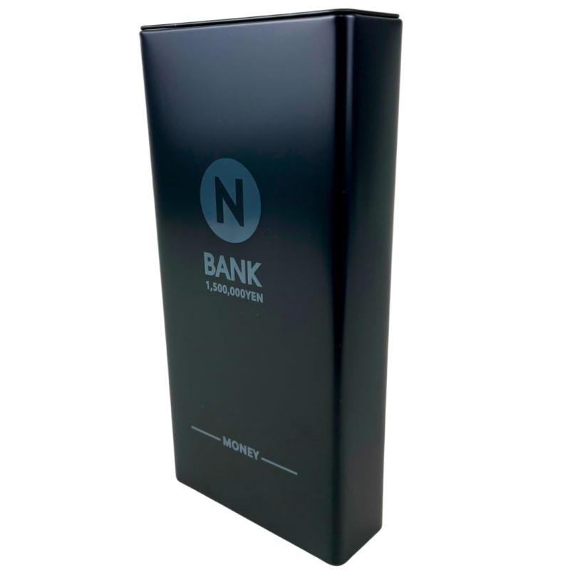 上蓋が開くのでお札を取り出すときもラクラク 約150万円分貯められる ブリキ『お札用貯金箱』ブラック