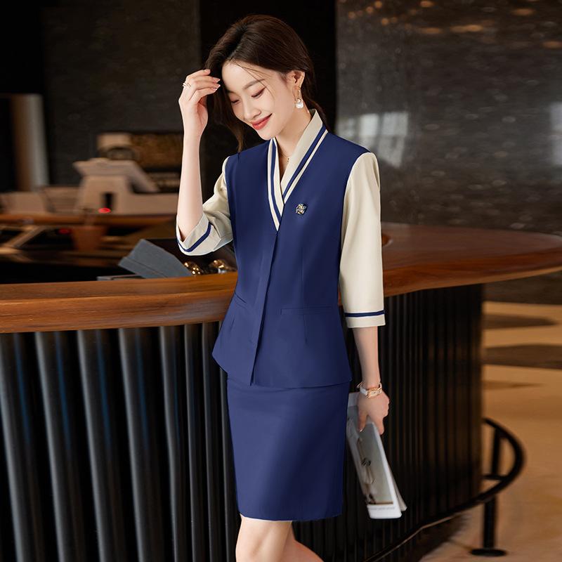 Suits For Job Interviews - セットアップ レディース 春夏 七分袖 ジャケット スカート パンツ スーツ 事務服 受付 接客 通勤 薄手 軽量 ストレッチ 通気性 吸汗速乾 エレガント 高級感 ポリエステル ブラック グレー ブルー