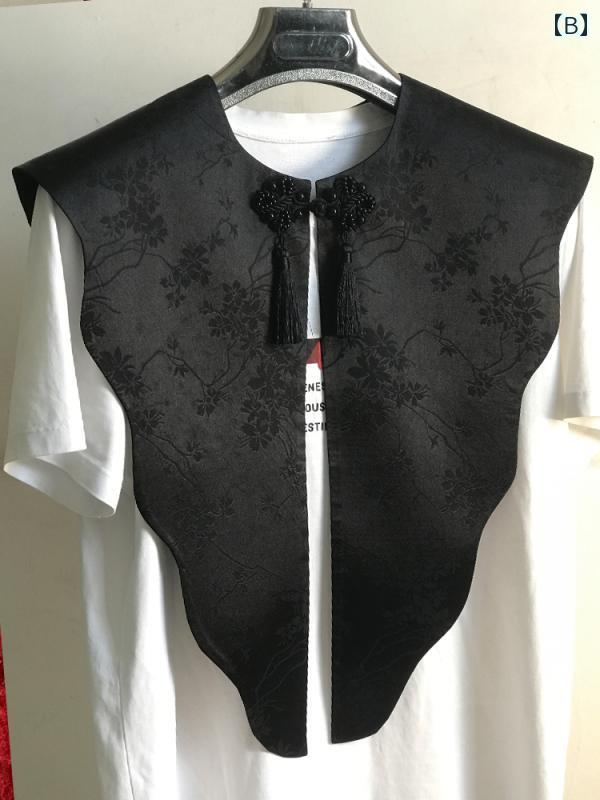 付け襟 レディース 春夏 漢服 チャイナ風 ショール フィクカラー レイヤード ジャガード レトロ 衣装 小物 アクセサリー おしゃれ タッセル 赤 黒