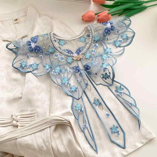 付け襟 レディース 春夏 チャイナ風 レトロ フェイクカラー 刺繍 レイヤード 小物 アクセサリー 韓服 パール 上品 花柄 おしゃれ 青 付け襟 レディース 春夏 チャイナ風 レトロ フェイクカラー 刺繍 レイヤード 小物 アクセサリー 韓服 パール 上品 花柄 おしゃれ 青