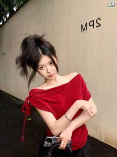 半袖 トップス レディース おしゃれ カジュアル スグ カラー ニット Tシャツ 女性 夏 スリムフィット レトロ レッド フレンチ 半袖 トップス レディース おしゃれ カジュアル スグ カラー ニット Tシャツ 女性 夏 スリムフィット レトロ レッド フレンチ