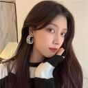 アクセサリー ピアス フープ レディース おしゃれ 韓国 大ぶり C字形 カジュアル 普段使い レトロ 緑 黒 オレンジ ストライプ ユニーク