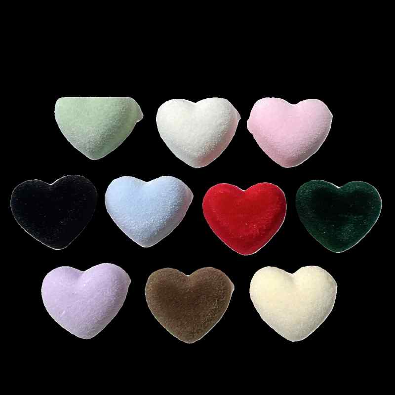 ハンドメイド パーツ フロッキー ふわふわ 光沢 ハート型 樹脂 パッチ DIY 材料 手作り ヘアアクセサリ..