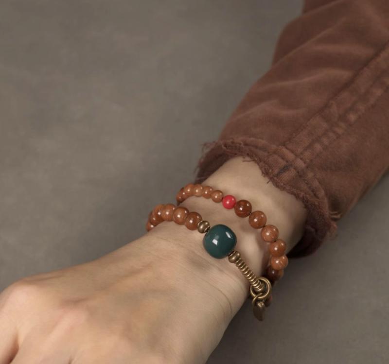 数珠 ブレスレット メンズ レディース アクセサリー 小物 手首 おしゃれ レトロ エスニック 真鍮 ビー..