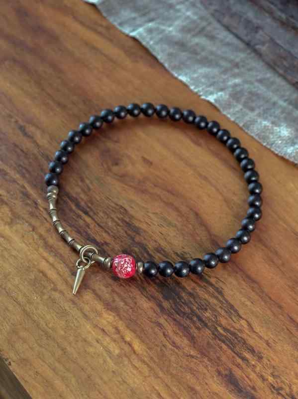 ブレスレット メンズ レディース カップル ペア 大人 アクセサリー エスニック レトロ 民族風 黒檀木 ..