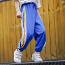 ジョガーパンツ キッズ 男の子 ボーイズ 夏 スポーツ 薄手 ズボン 子供用 虫よけ 蚊 速乾性 9分丈 ひんやり 涼しい ウエストゴム ワンポイント ライン カジュアル かっこいい 青 裾しぼり(4)