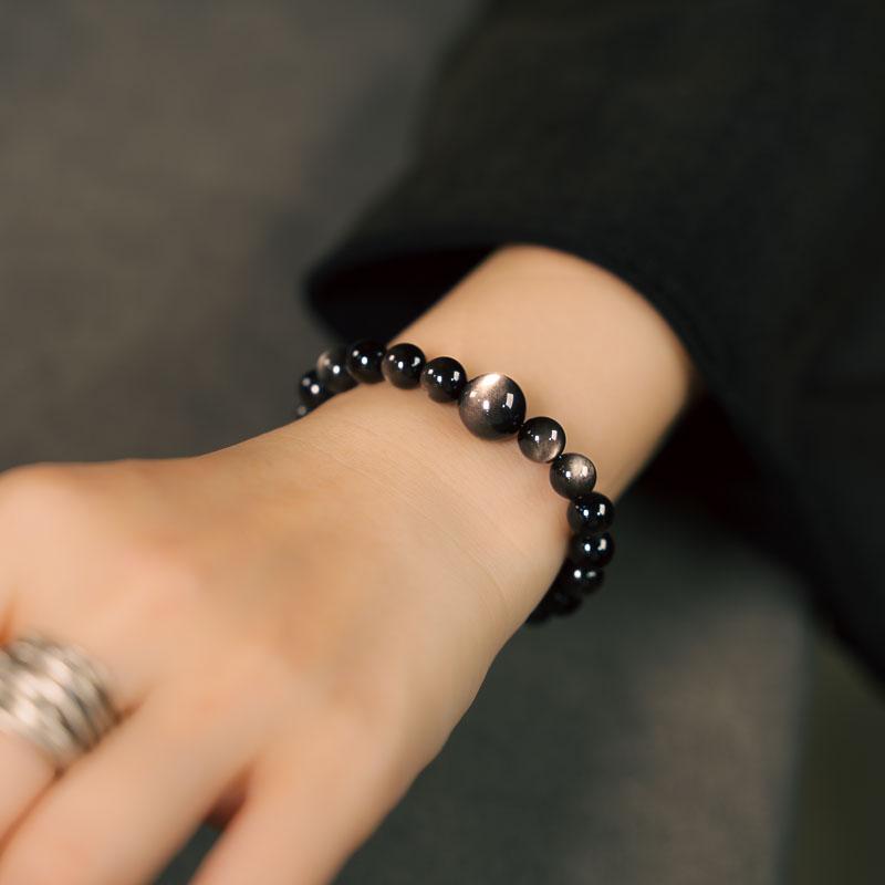 ブレスレット メンズ レディース 銀曜石 ビーズ シンプル レトロ エスニック カジュアル おしゃれ 小物 アクセサリー ペア カップル プレゼント