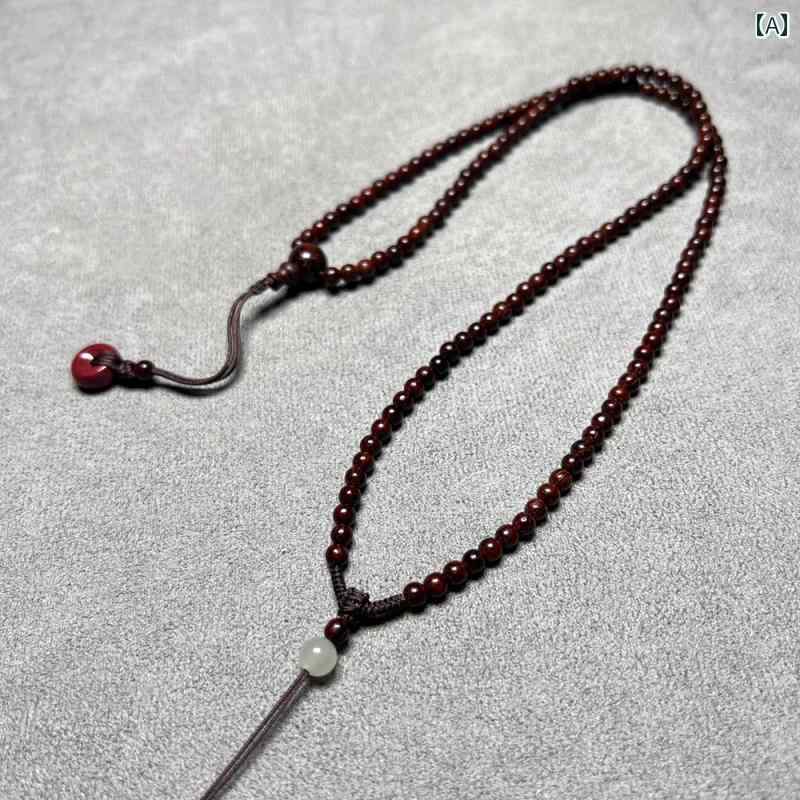 ネックレス メンズ 手編み 紐 ストラップ 紫檀木 木製 ビーズ ペンダント ロープ アクセサリー 小物 エスニック アジアン レトロ シンプル おしゃれ