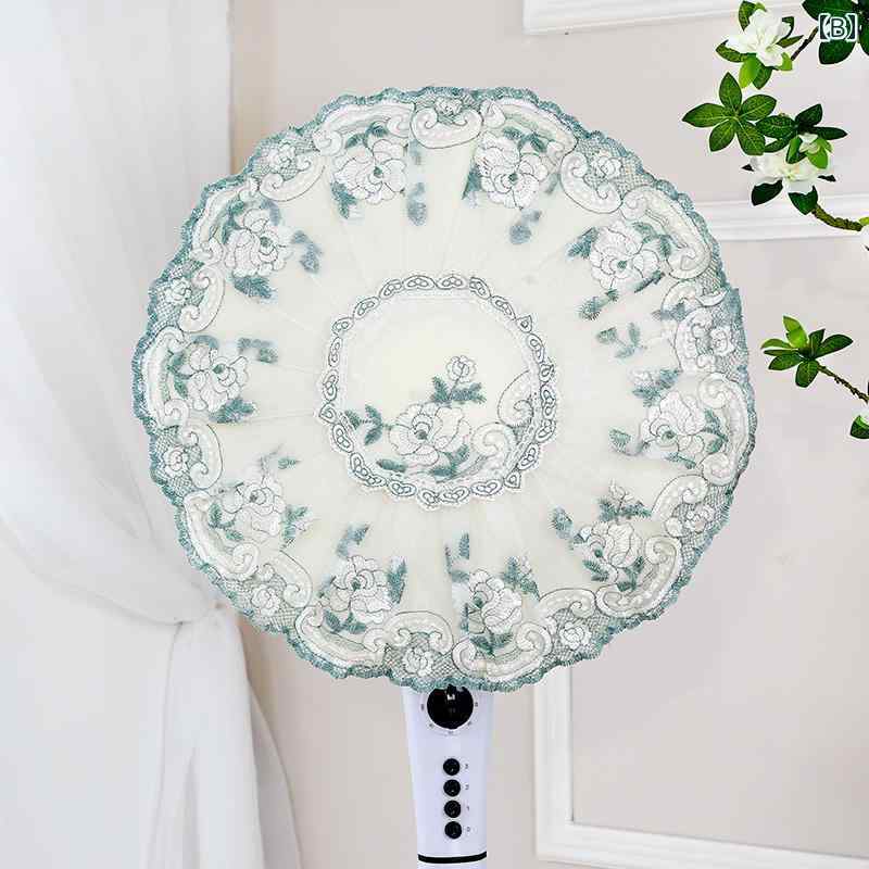 扇風機 ホコリ カバー シーズンオフ 衣替え 巾着式 スタンド型 刺繍 汚れ防止 防塵 インテリア 雑貨 北欧 リビング 寝室 おしゃれ 花 孔雀 リボン 青 赤 グレー 2