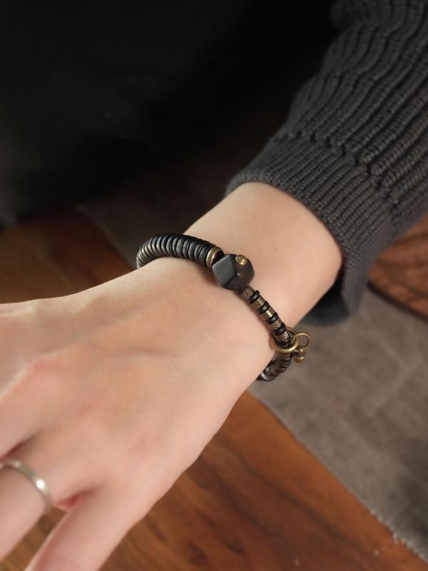 ブレスレット メンズ レディース 大人 カップル ペア レトロ 黒檀木 ビーズ チャーム アクセサリー 普段使い 外出用 おしゃれ シンプル