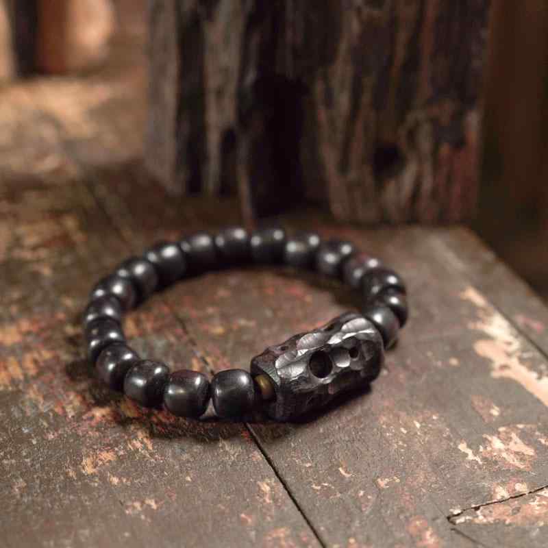 ブレスレット メンズ レディース 大人 カップル ペア シングルサークル アクセサリー レトロ 黒檀木 ビーズ 普段使い 外出用 シンプル おしゃれ