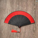 扇子 レディース シンプル 春夏 竹製 チャイナ風 レトロ モダン ポータブル 小物 雑貨 上品 普段使い 浴衣 着物 おしゃれ ギフト タッセル 黒 赤 ピン...