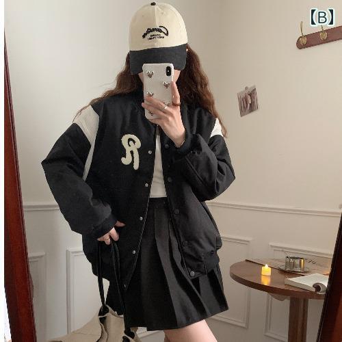 スタジャン レディース おしゃれ カジュアル ジャケット ゆったり アウター アメカジ レトロ かわいい 女性用 秋冬 キルティング 厚手 暖かい 多目的