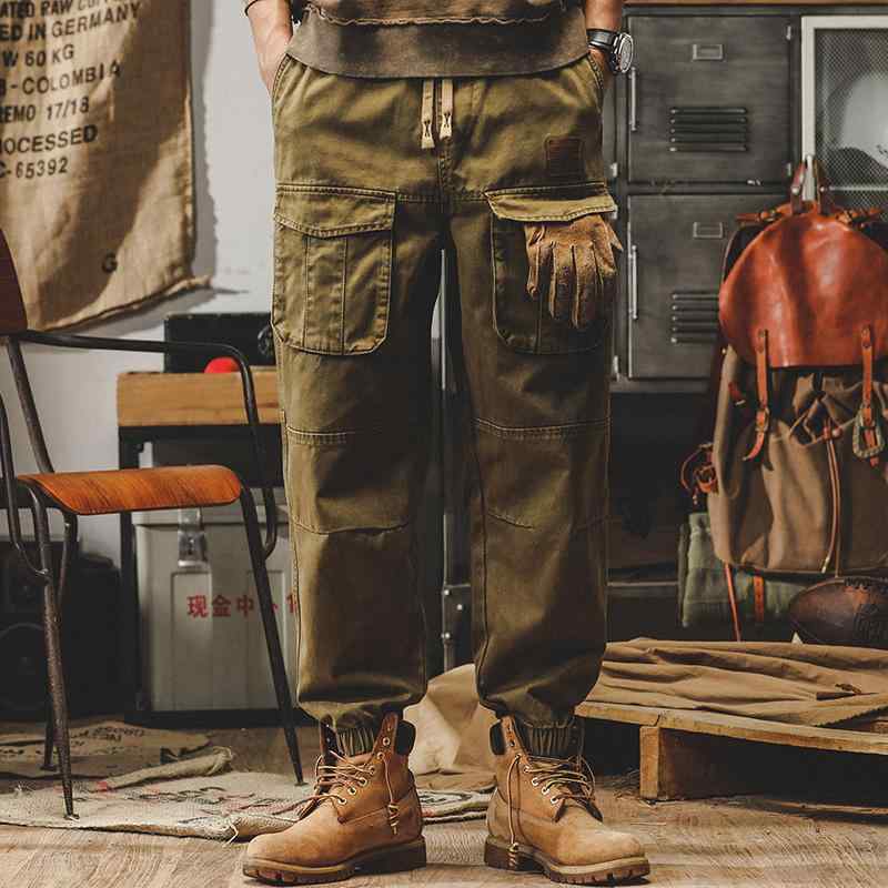 カーゴパンツ メンズ ボトムス アメリカン レトロ ゆったり 大きいサイズ ストレート 作業ズボン 多ポケット レジャー アウトドア シンプル カジュアル キャメル(4)