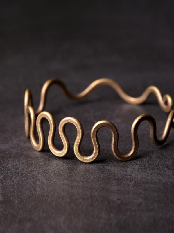 ブレスレット メンズ レディース アクセサリー 手首 手作り レトロ オープンタイプ バングル 銅 波型 個性的 おしゃれ シンプル カップル ペア 真鍮