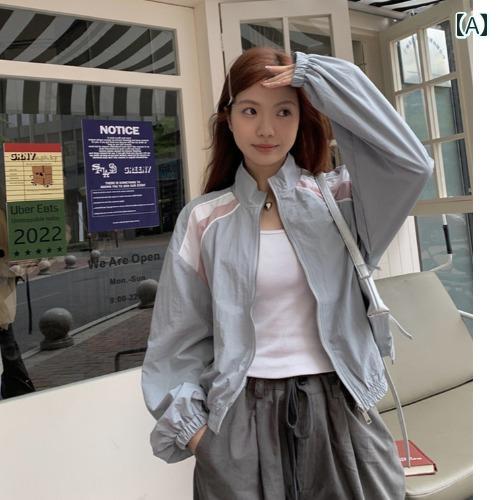 スタジャン レディース おしゃれ カジュアル ジャケット ゆったり アウター レトロ コントラストカラー..