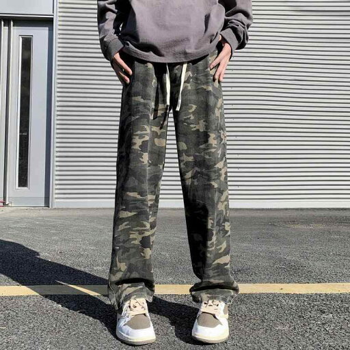 デニムパンツ メンズ ワイド 秋冬 ロング丈 ポケット ウエストゴム ストレート ゆったり 通気 ストリート アメリカン カジュアル 迷彩柄 大きいサイズ デニムパンツ メンズ ワイド 秋冬 ロング丈 ポケット ウエストゴム ストレート ゆったり 通気 ストリート アメリカン カジュアル 迷彩柄 大きいサイズ
