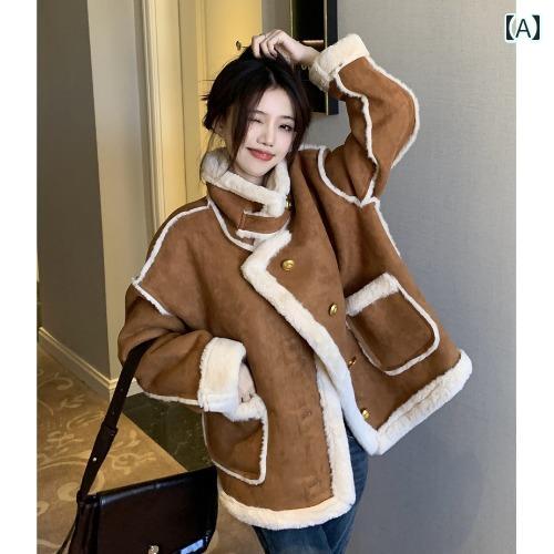 アウター レディース おしゃれ 暖かい ウール 綿 詰め 女性用 服 秋冬 ベルベット 厚手 防風 オートバイ 服 ジャケット ショート