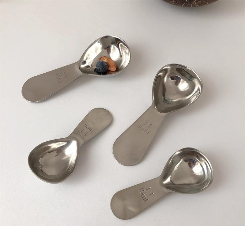 計量スプーン コーヒー メジャー ステンレス スチール おしゃれ 料理 製菓 調理 器具 用品 キッチンスケール ツール ティー 調味料 豆 粉 穀物 ミルク ベーキング スクープ 計測 はかり 定量 耐久性 衛生的 錆びにくい シンプル シルバー