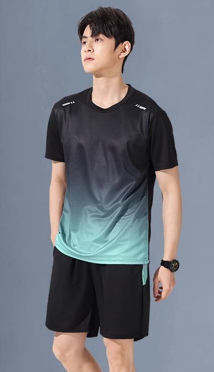 スポーツウェア 夏 メンズ セットアップ 半袖 Tシャツ 吸湿 速乾 通気 冷感 大きいサイズ フィットネスジム トレーニング ランニング 陸上競技 バスケット シンプル スポーティ 黒 白 緑