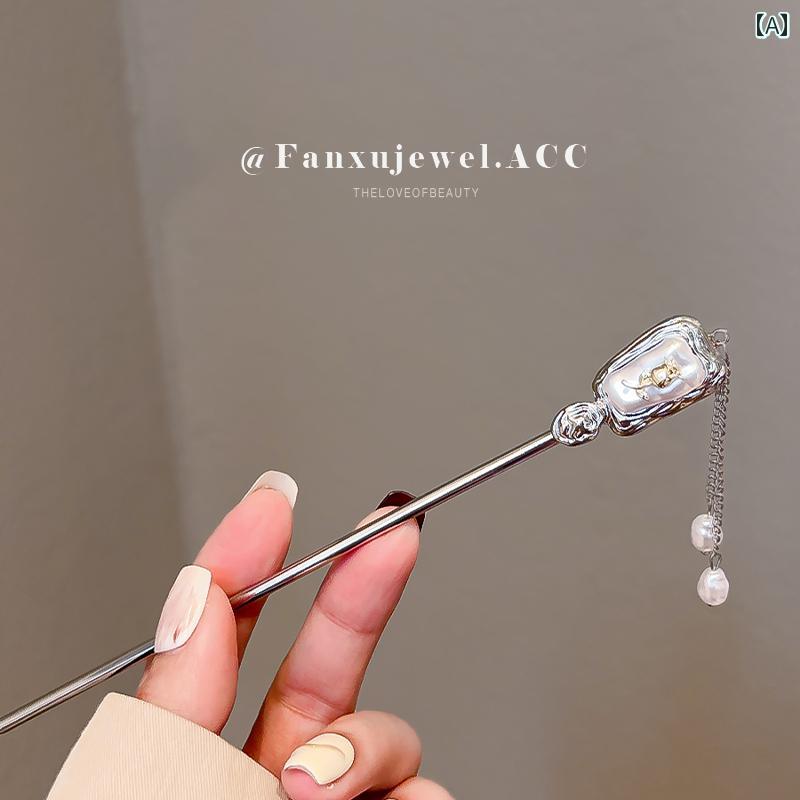 かんざし おしゃれ ヘアアクセサリー 簪 レディース 中国風 バラ花 モチーフ タッセル 上品 髪飾り 盤..