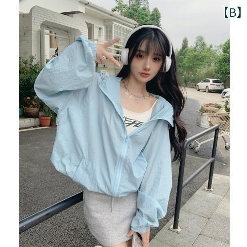 アウター レディース 薄手 夏 日焼け防止 長袖 アウトドア 虫よけ カジュアル ショート フード パーカー 女性 通気性 ルーズ 多途 ハイウエスト スポーツウェア