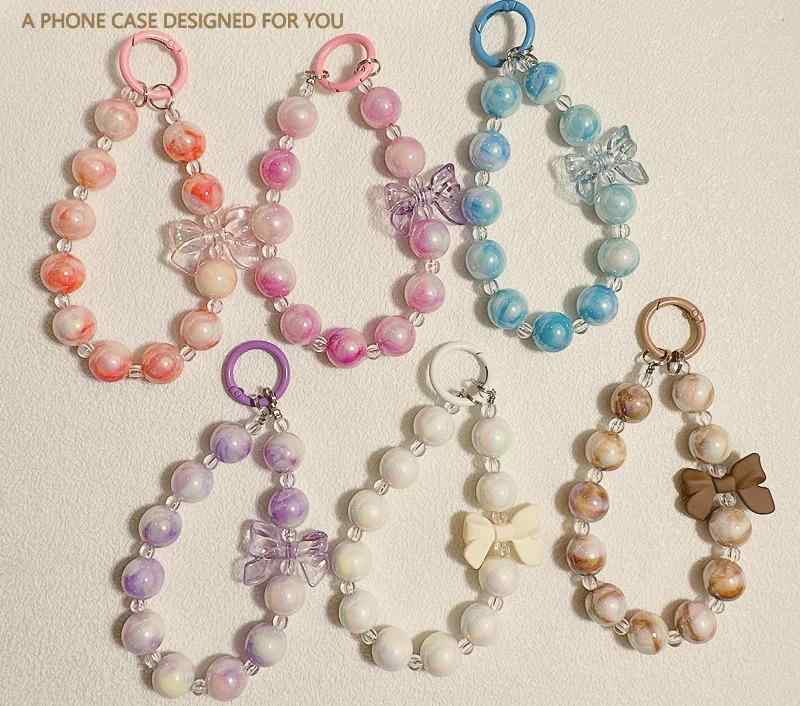 チャーム キーホルダー 可愛い リボン カラビナ チェーン ビーズ 合金 女の子 レディース 大人 車 携帯電話 キーリング バッグ アクセサリー 飾り 小物 雑貨 推し活 ガーリー プレゼント 韓国 マーブル オレンジ ピンク 紫