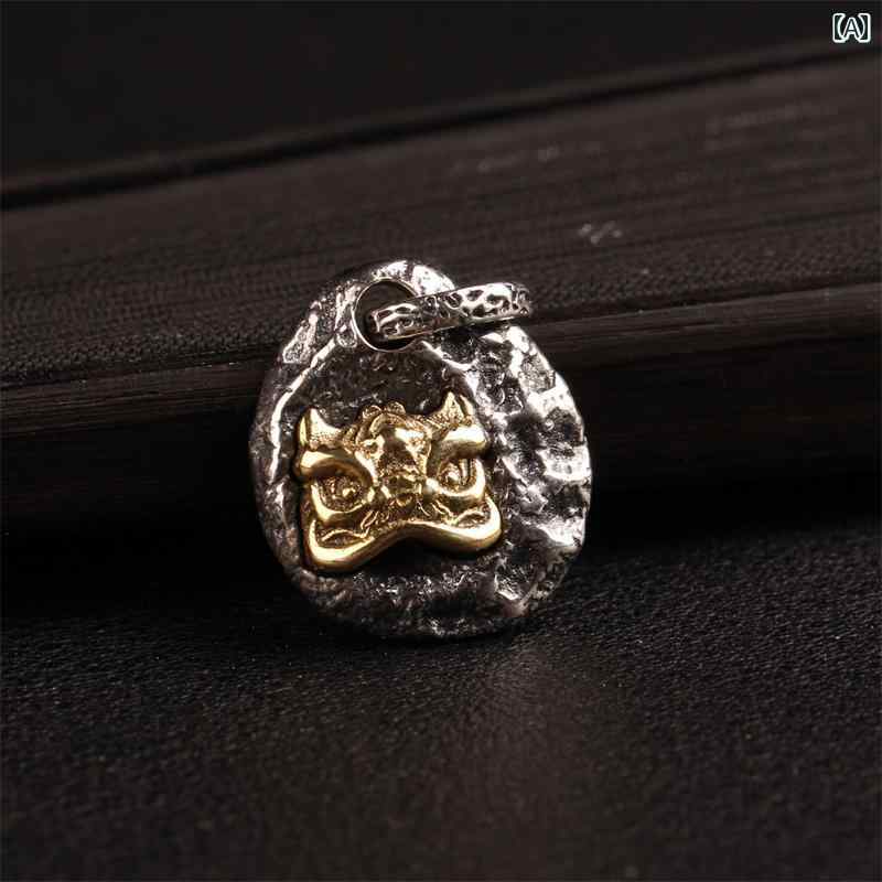 ネックレス ペンダントトップ 小ぶり スターリングシルバー レトロ ストーン ライ...