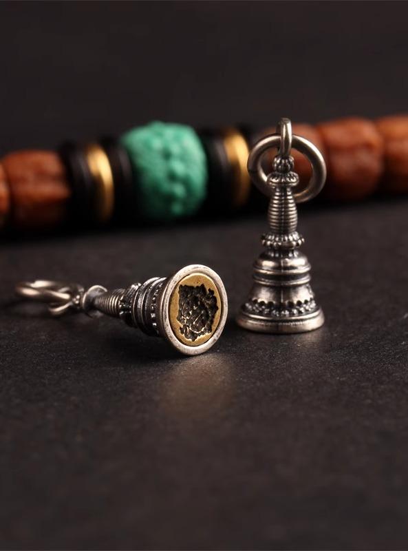 ペンダントトップ 小さめ チベット スターリングシルバー 塔 仏教 ビーズブレスレット アクセサリー パ..