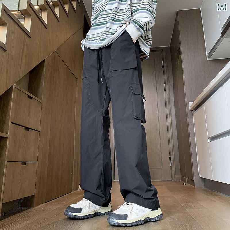 カーゴパンツ メンズ 春秋 アメリカン ストレート ゆったり カジュアル マルチポケット ワイドレッグ ..