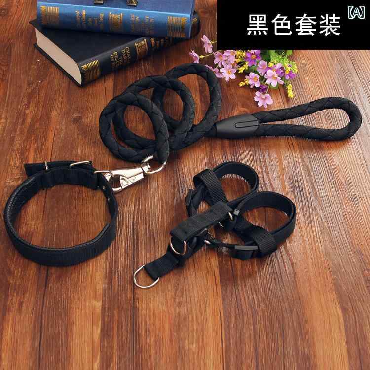 ハーネス 犬 猫 リード ナイロン ロープ セット 1.5m ペット 用品 ブラック グリーン レッド シンプル 小型 中型 大型