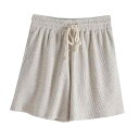 ショートパンツ レディース 春夏 ゴム 紐 ハイウエスト ゆったり 体型カバー カジュアル シンプル 黒 大きいサイズ スポーツ トレーニング ルームウェア リラックス