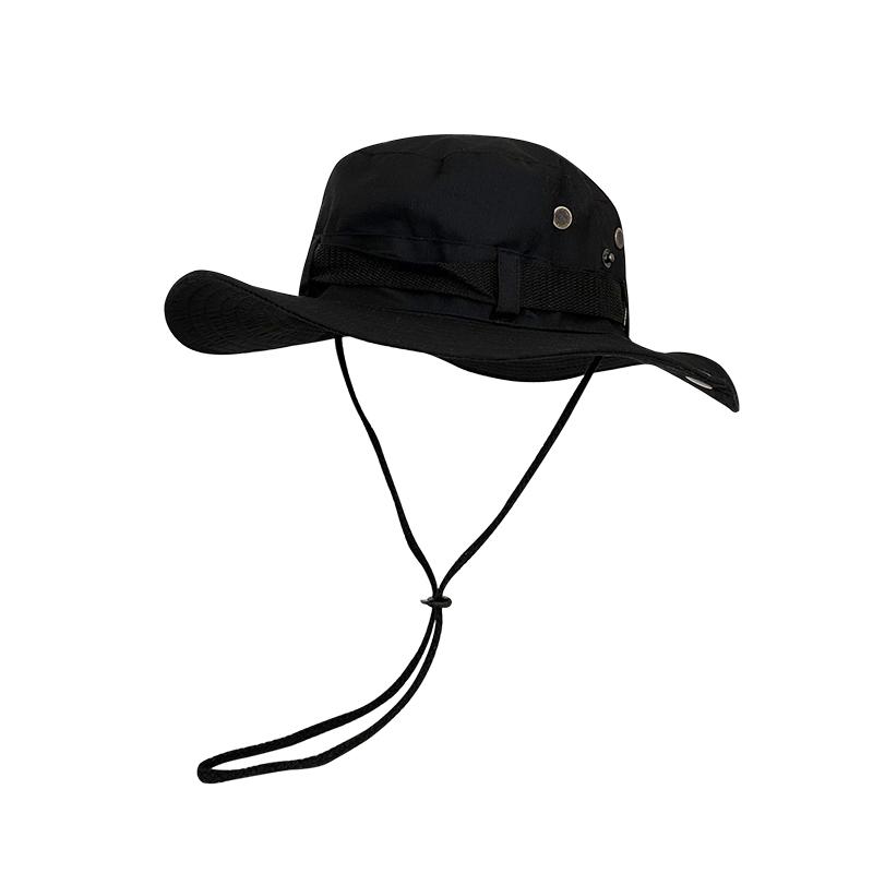 あご紐付き 帽子 男女兼用 つば広 折りたたみ バケットハット 紫外線 日除け 熱中症対策 綿 通気性 飛ばない 防風 ドローコード 快適 アウトドア 登山 レジャー 夏 ネイビー ピンク ブラック シンプル 無地 おしゃれ