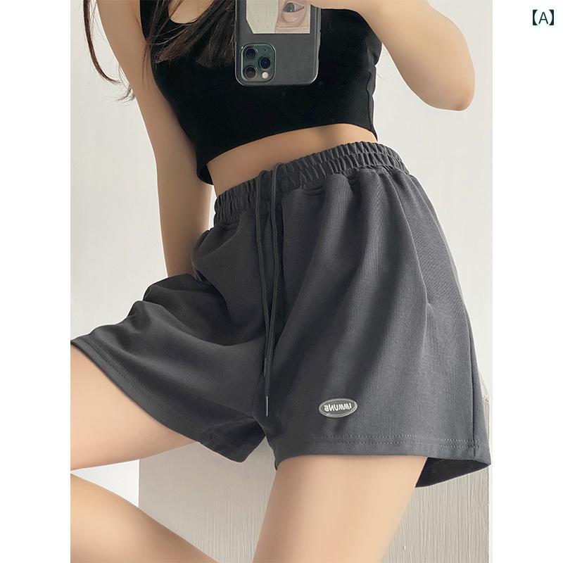ショートパンツ レディース スポーツ 春夏 ゴム ドローストリング ハイウエスト ゆ...