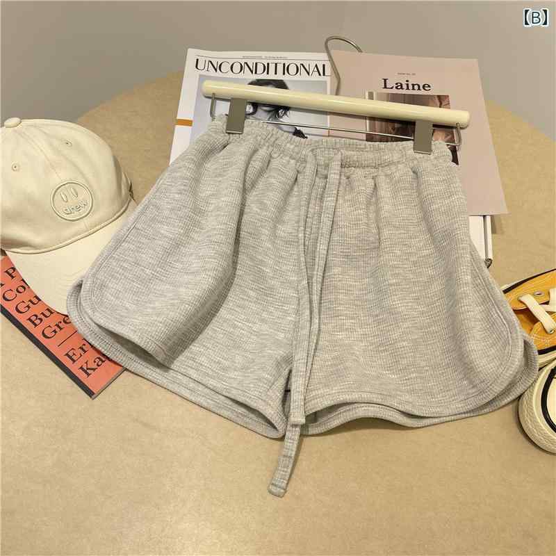 ショートパンツ レディース スポーツ 春夏 紐 ハイウエスト Aライン ゆったり 細見...