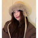 バケットハット レディース 冬 豪華 韓国 普段使い 旅行 厚手 ふわふわ 暖かい 防寒 耳 カバー ファー 紐付き キルティング かわいい 黒 カーキ グレー(4)