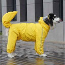 犬 レインコート 着せやすい 中型 大型 ペット 防風 防水 通気 耐久性 夜間反射 雨具 カッパ フード ドッグウェア 4足 尻尾カバー 取り外し可能 お腹 濡れにくい 着脱簡単 梅雨 雨対策 お散歩 アウトドア 黄色 青(4)