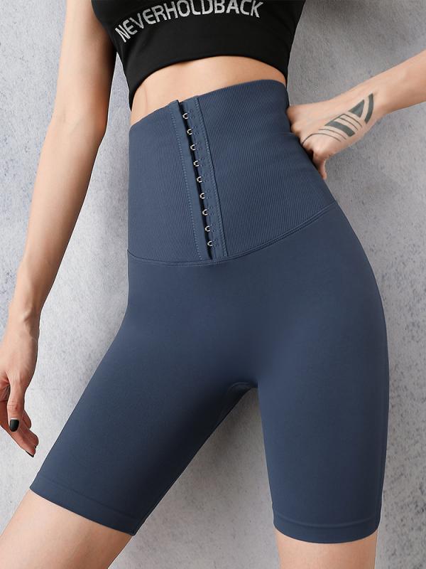 ウエスト 補正 レギンス ダイエット スポーツ ハイ パンツ レディース フィットネス ウェア ヨガ ヒップアップ タイト フィット ハーフ ブルー ブラック グレー クロップド