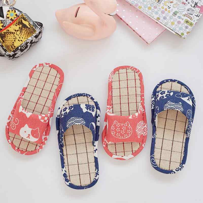 室内 スリッパ おしゃれ こども キッズ 男の子 女の子 夏 通気性 ソフト リネン 滑り止め 家庭 リラックス ピンク 青 緑 猫 カエル クマ