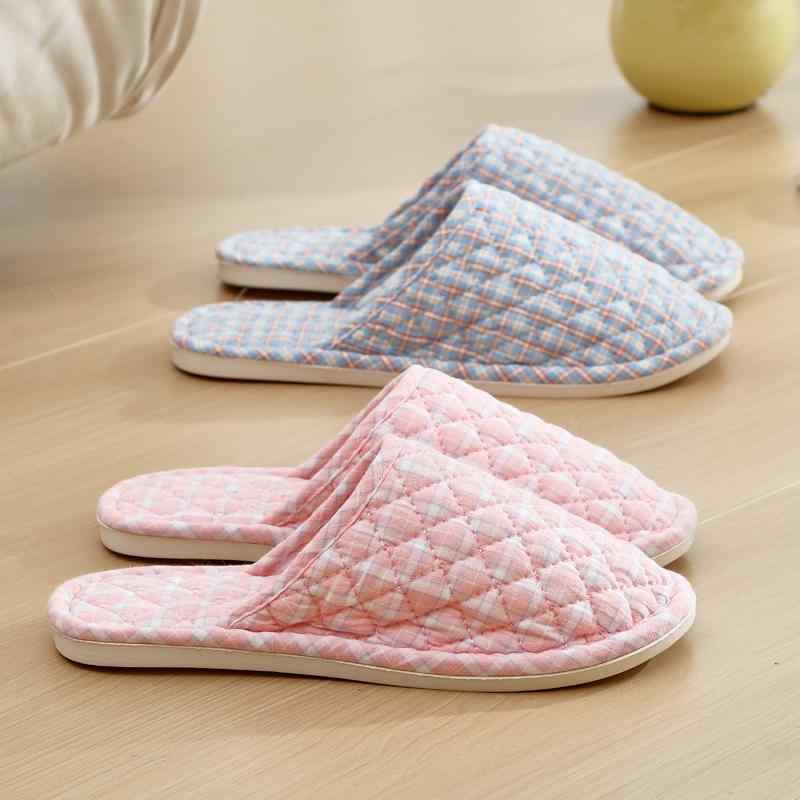 室内 スリッパ おしゃれ 男性 メンズ 女性 レディース 大人 秋冬 綿 布 滑り止め やわらかい 家庭 オフィス リラックス 赤 ピンク 黄色 ボックス チェック