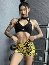 フィットネス レディース スポーツ ショートパンツ トレーニングウェア アメリカン セクシー プリント ヒョウ柄 スイカ ハイウエスト ヒップアップ ヨガ グリーン イエロー ホワイト(4)