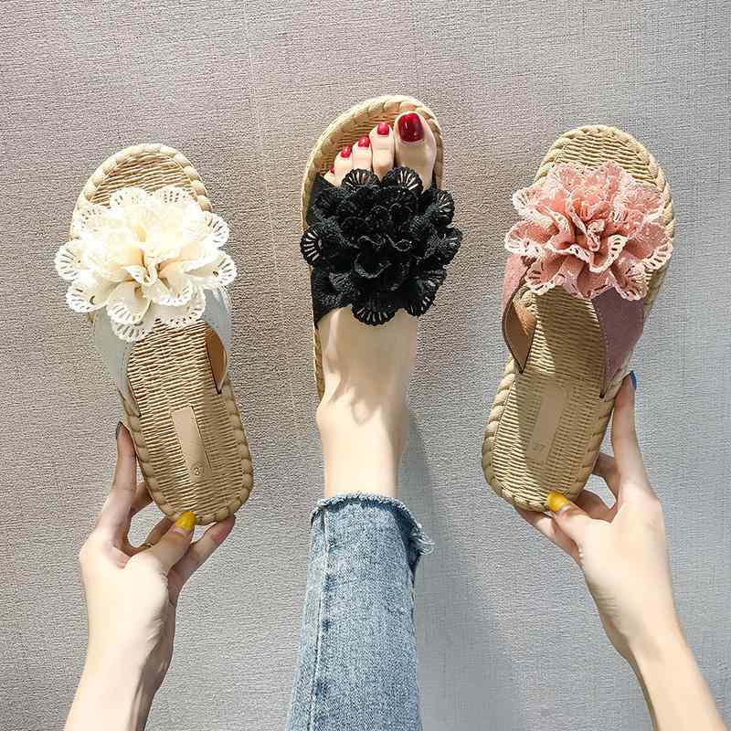 サンダル レディース おしゃれ 韓国 夏 スリッパ 花 ぺたんこ 歩き やすい 楽 つっかけ ビーチ フラワ..