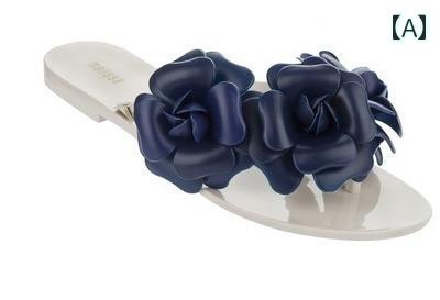 サンダル レディース おしゃれ 夏 フラット ビーチ トング オレンジ 黒 赤 花 フラワー 上品