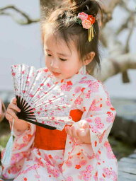 浴衣 子供 女の子 レトロ かわいい 祭り 着物 伝統的 桜 チャイナ風 ベビー 単品 巾着 白 ピンク 小道具 写真撮影 衣装 和装