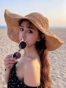 麦わら帽子 レディース ビーチ 夏 つば 広 日よけ 日焼け防止 畳める 海辺 バカンス 旅行 エレガント 小顔 見せ カーキ ベージュ レース リボン