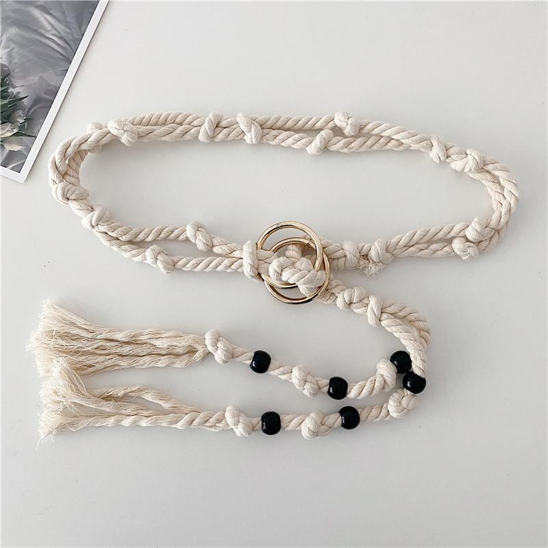 ベルト レディース 夏 メンズ 編み込み ダブル リング バックル ジーンズ ワンピース ワイルド サイズ..