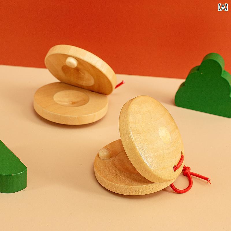 楽器 子供 おもちゃ 赤ちゃん 幼児 かんたん コンパクト 初心者 練習 屋内 家庭用 自宅 カスタネット ブナ 木製 教育 音楽 ダンス