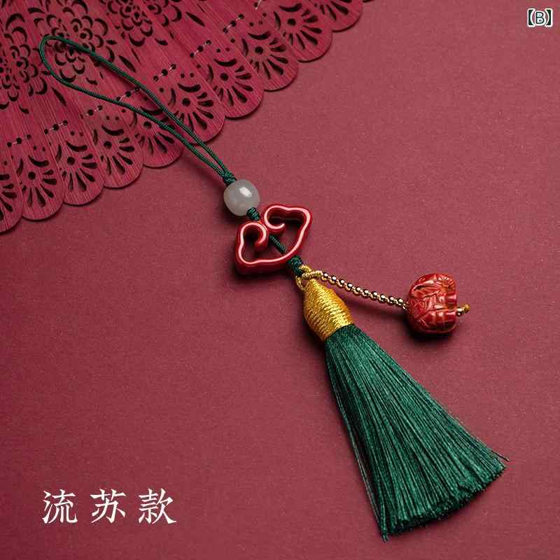 タッセル チャーム ストラップ シンプル アクセサリー 携帯電話 チェーン ペンダント レディース ショート レトロスタイル 小さな グリーン ビーズ