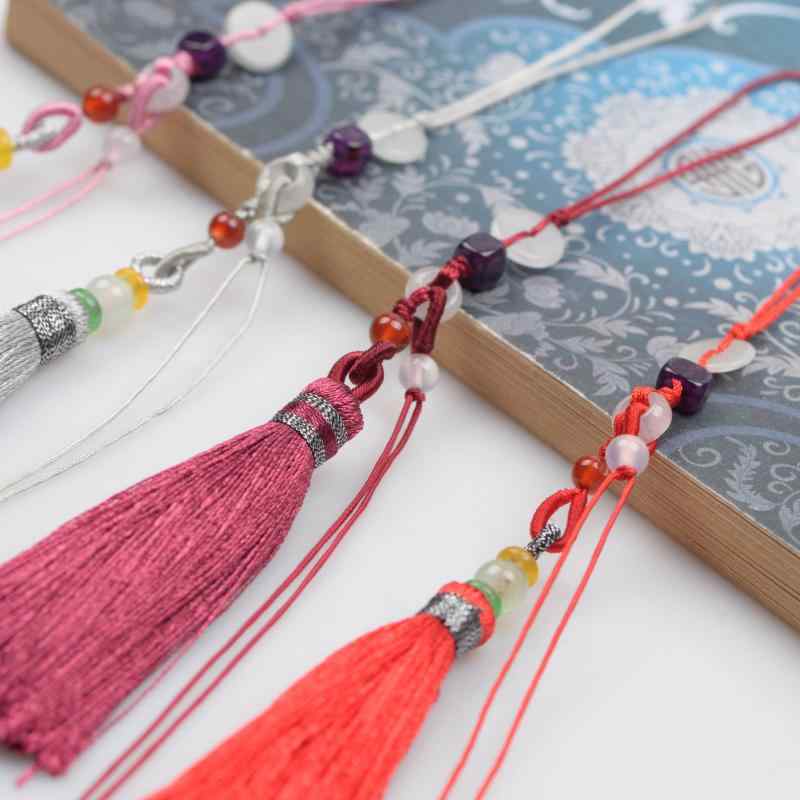 タッセル チャーム ストラップ 携帯電話 バッグ ヒスイ ペンダント ショート アクセサリー レトロ ビー..