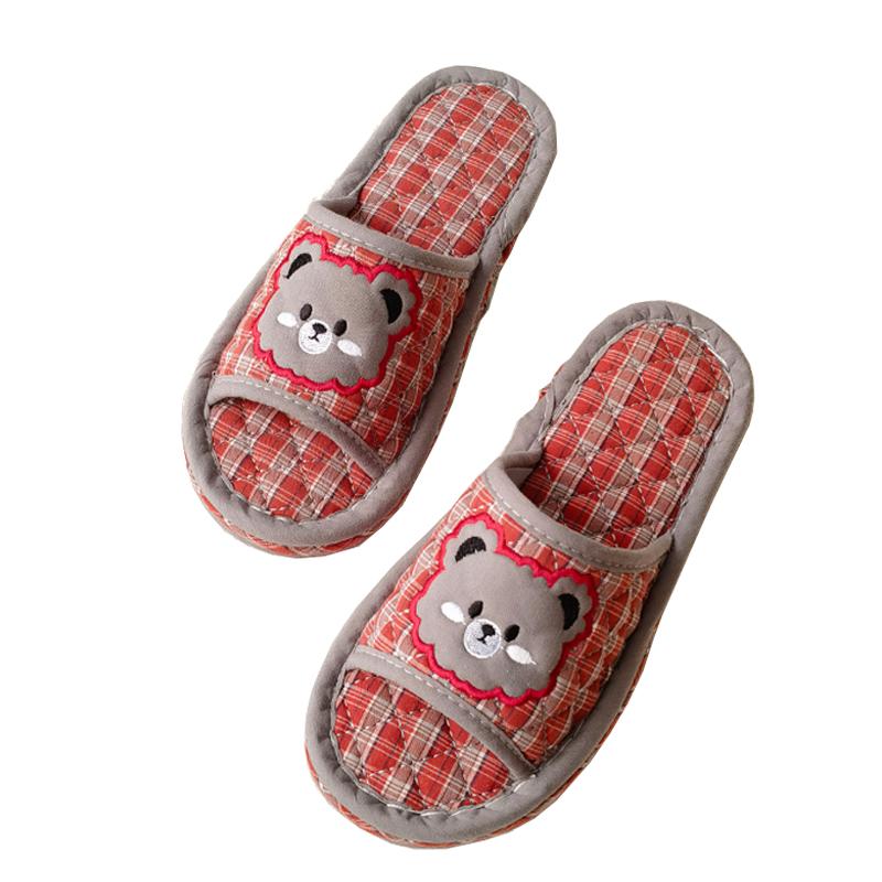 スリッパ 室内 レディース メンズ かわいい 家庭用 フロア 静音 柔らかい 快適 通気性 耐摩耗 滑り止め 三層 厚手 春秋 くま 赤 ピンク グレー